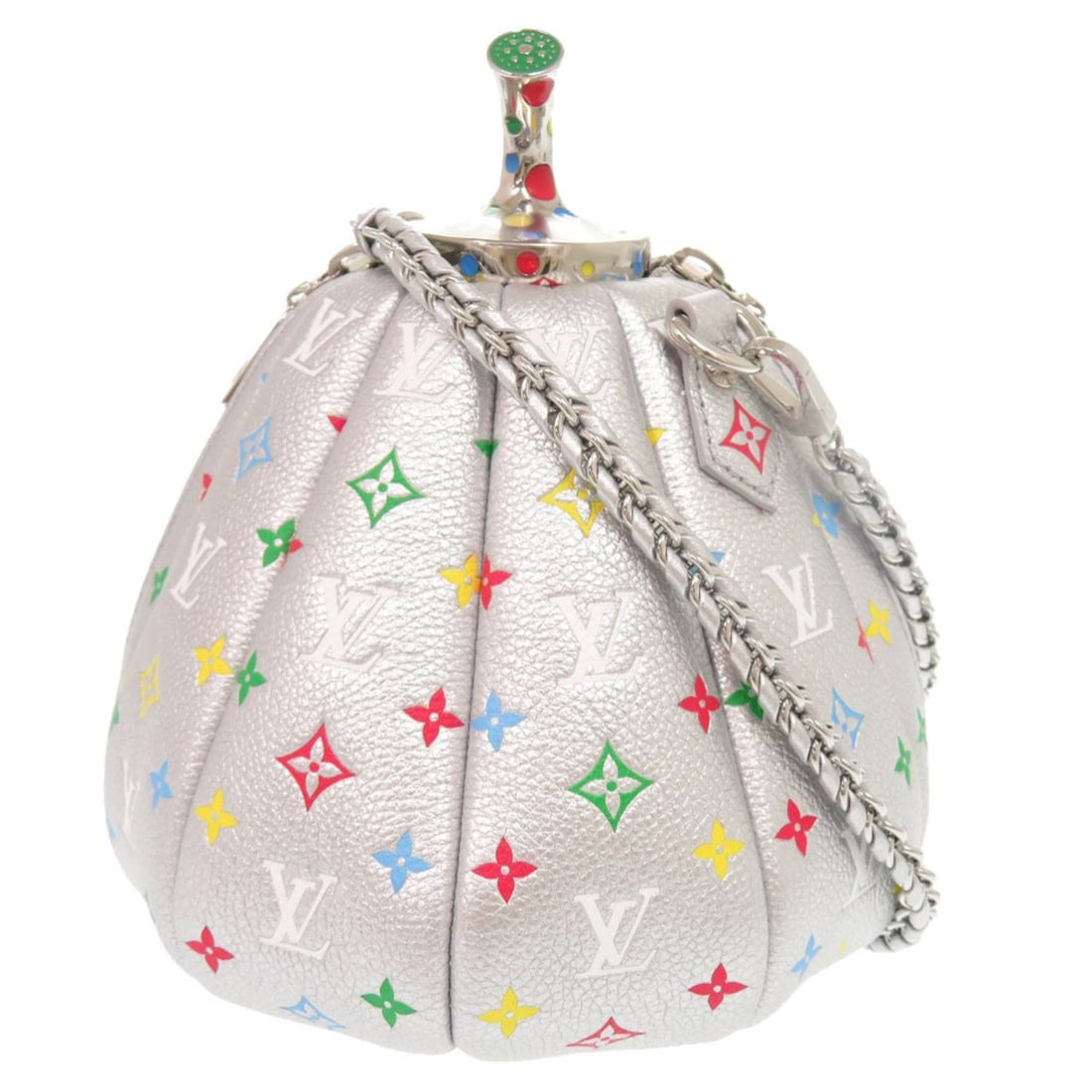 Unused Louis Vuitton x Yayoi Kusama Pumpkin Handbag M21761 IC Leather Silver Multicolor Shoulder Bag: --- Catalog ---Category: SizeSize (HxWxD): 22cm x 20cm x 20cm / 8.66'' x 7.87'' x 7.87''Category: DesignType: Handbag, Shoulder bagColor: Multi-color, SilverGender: WomenMaterial: Leather Category: Ge