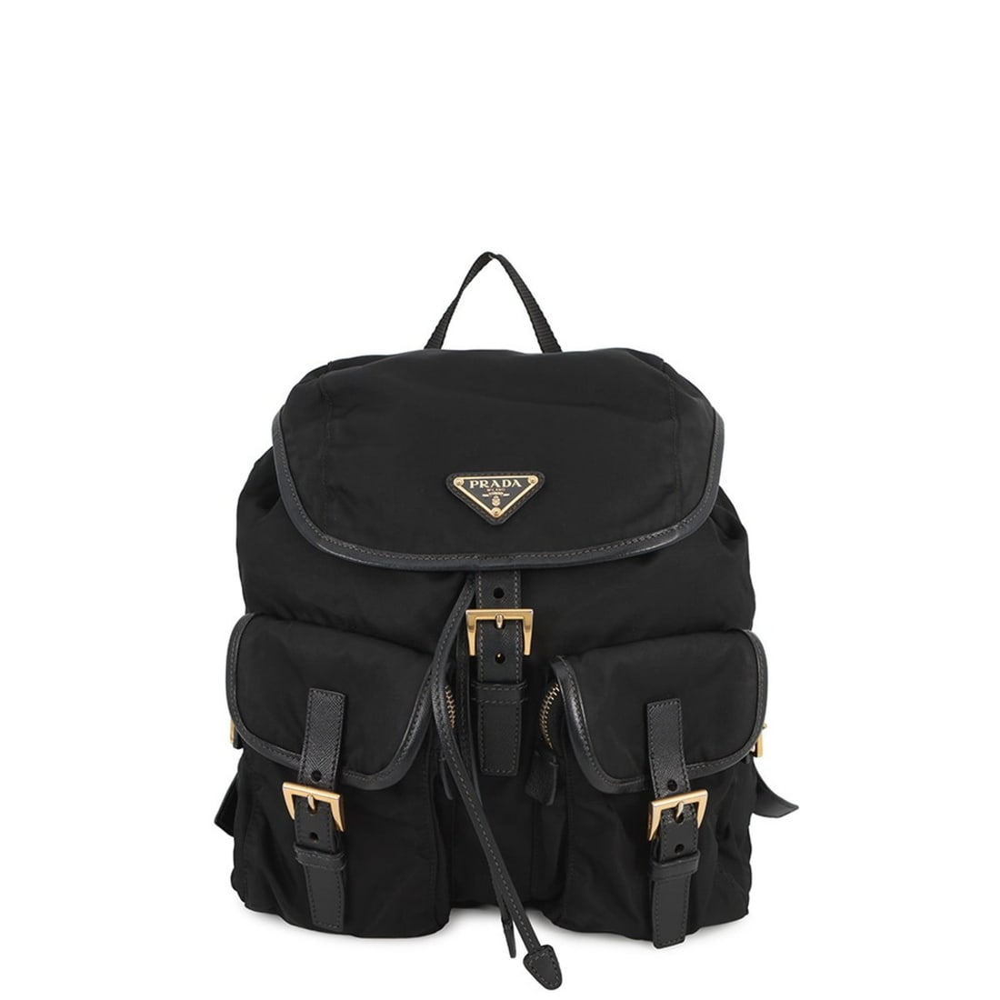 Prada Triangle Backpack, Nylon and Leather, BZ0030, PRADA Black, Handbag,: --- Catalog ---Category: SizeSize (HxWxD): 28cm x 26cm x 13cm / 11.02'' x 10.23'' x 5.11''Category: DesignType: BackpackColor: BlackGender: WomenMaterial: Nylon , Leather Category: GeneralBrand: Prada