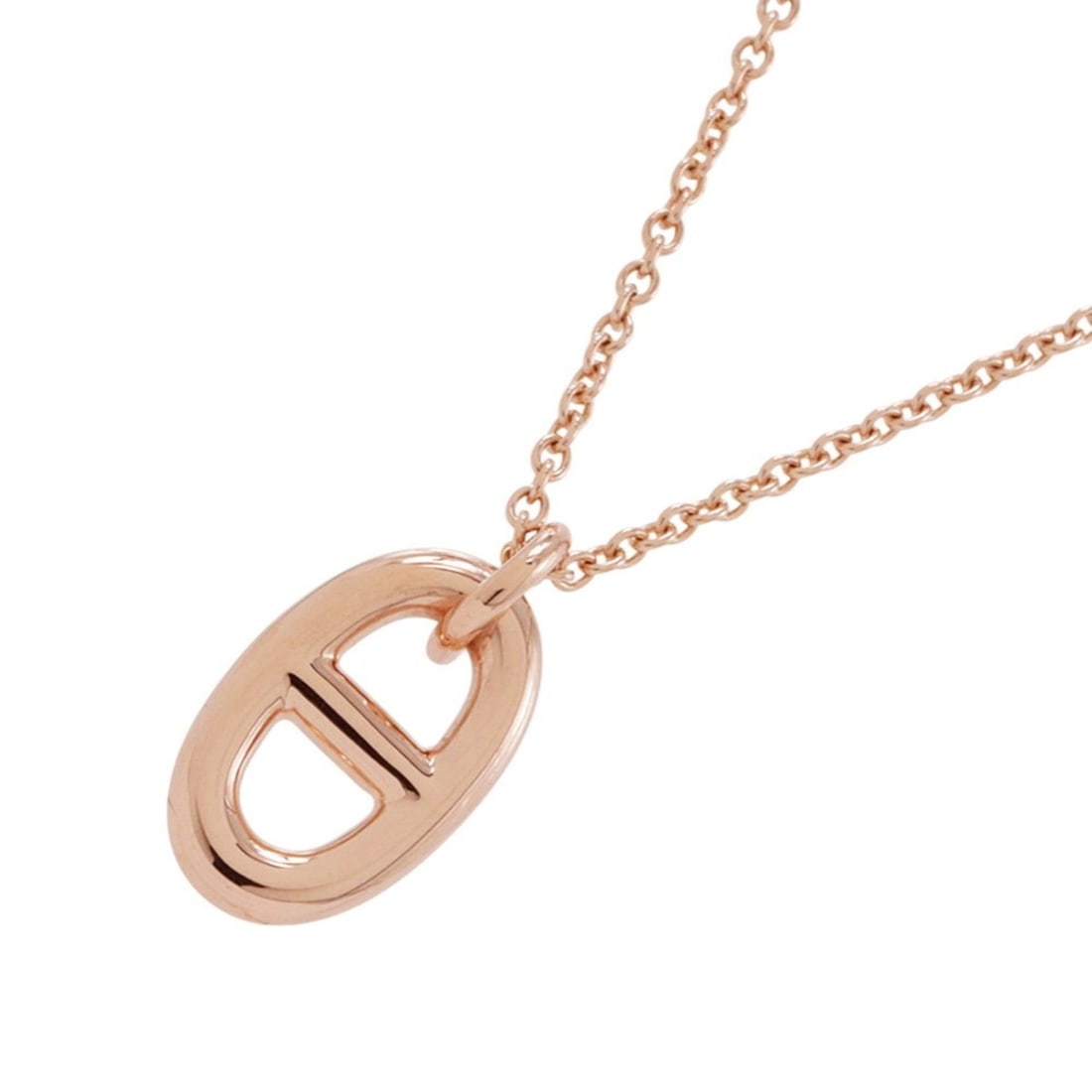 Hermes Chaine d'Ancre Farandole Necklace in 18K Pink Gold, PM HERMES: --- Catalog ---Category: SizePendant Size: 14mm x 8.6mm / 0.55'' x 0.33''Neck Circumference: 41.5 cm / 16.33''Category: DesignColor: Pink goldGender: WomenMaterial: Pink gold (18K)Necklace Type: Neckl