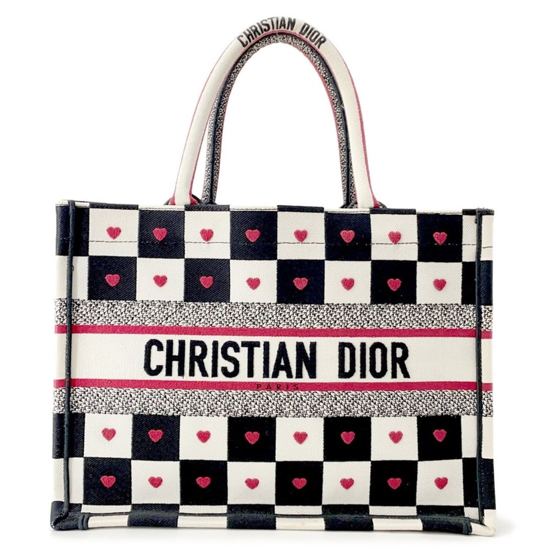 Christian Dior Tote Bag, Amour Collection Book Tote, Medium, Dior, White and Black, Handbag,: --- Catalog ---Category: SizeSize (HxWxD): 26cm x 35cm x 17cm / 10.23'' x 13.77'' x 6.69''Category: DesignType: Handbag, Tote bagColor: Black, Red color, WhiteMaterial: Canvas Category: GeneralBrand: