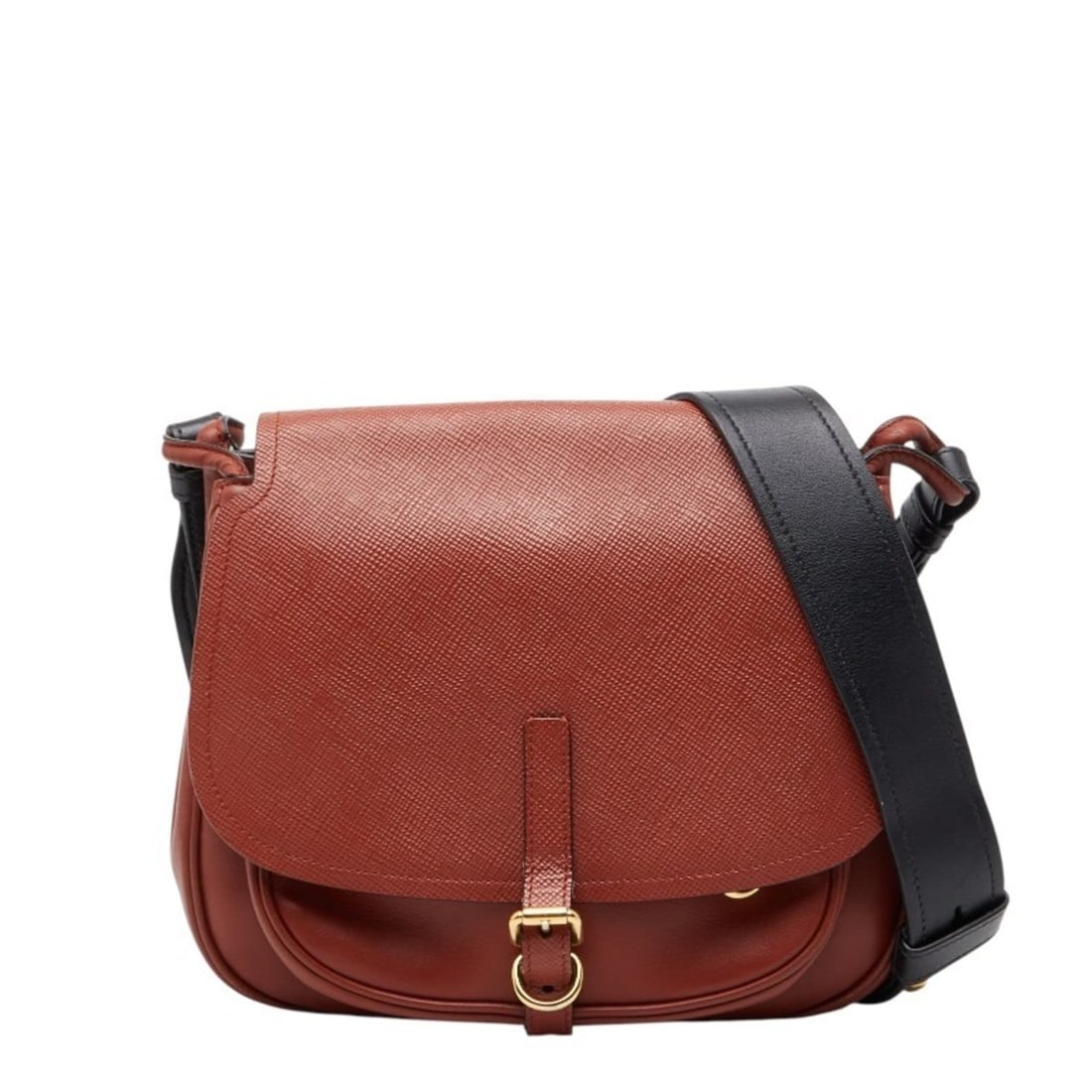 Prada logo shoulder bag in brown and black leather for women. (1 of 13)