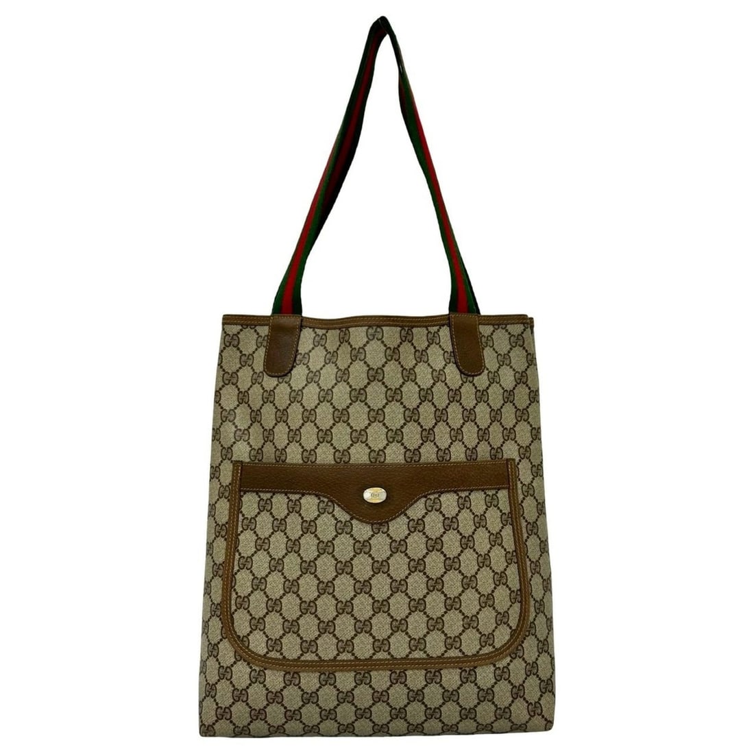 GUCCI Old Gucci Sherry Line GG Leather Tote Bag/Semi-Shoulder Bag Brown 01491 (1 of 10)