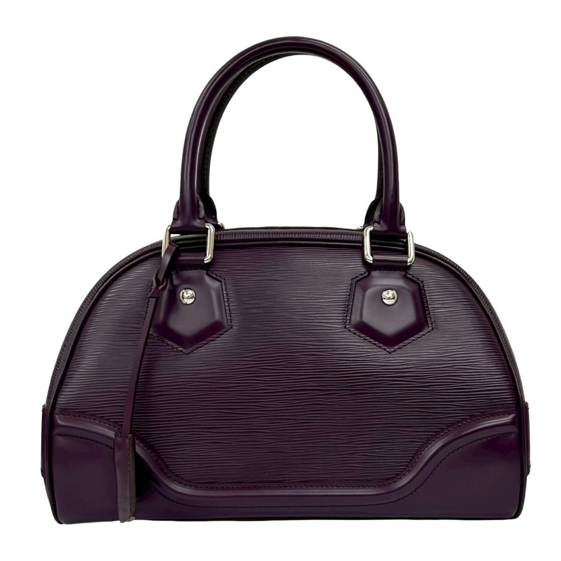 LOUIS VUITTON Bowling Montaigne PM Epi Leather Handbag/Mini Boston Bag in Cassis 2340b: --- Catalog ---Category: SizeSize (HxWxD): 20cm x 32.5cm x 18cm / 7.87'' x 12.79'' x 7.08''Category: DesignType: Boston bag, HandbagColor: PurpleGender: WomenMaterial: Epi leather Category: GeneralBra