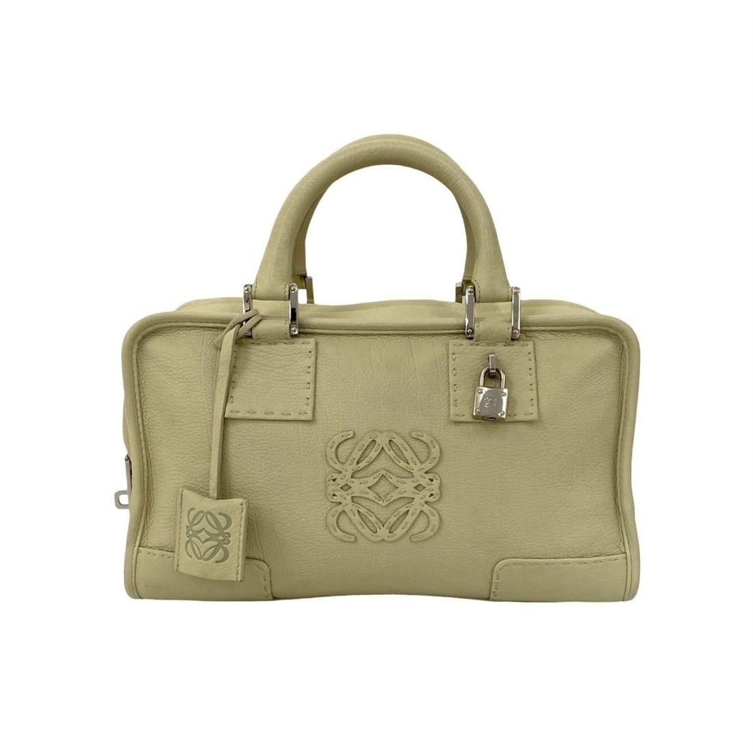 LOEWE Amazona 28 Anagram Leather Handbag/Mini Boston Bag, Mint Green, 21234: --- Catalog ---Category: SizeSize (HxWxD): 17.5cm x 29cm x 13cm / 6.88'' x 11.41'' x 5.11''Category: DesignType: Boston bag, HandbagColor: GreenGender: WomenMaterial: Leather Category: GeneralBrand: L