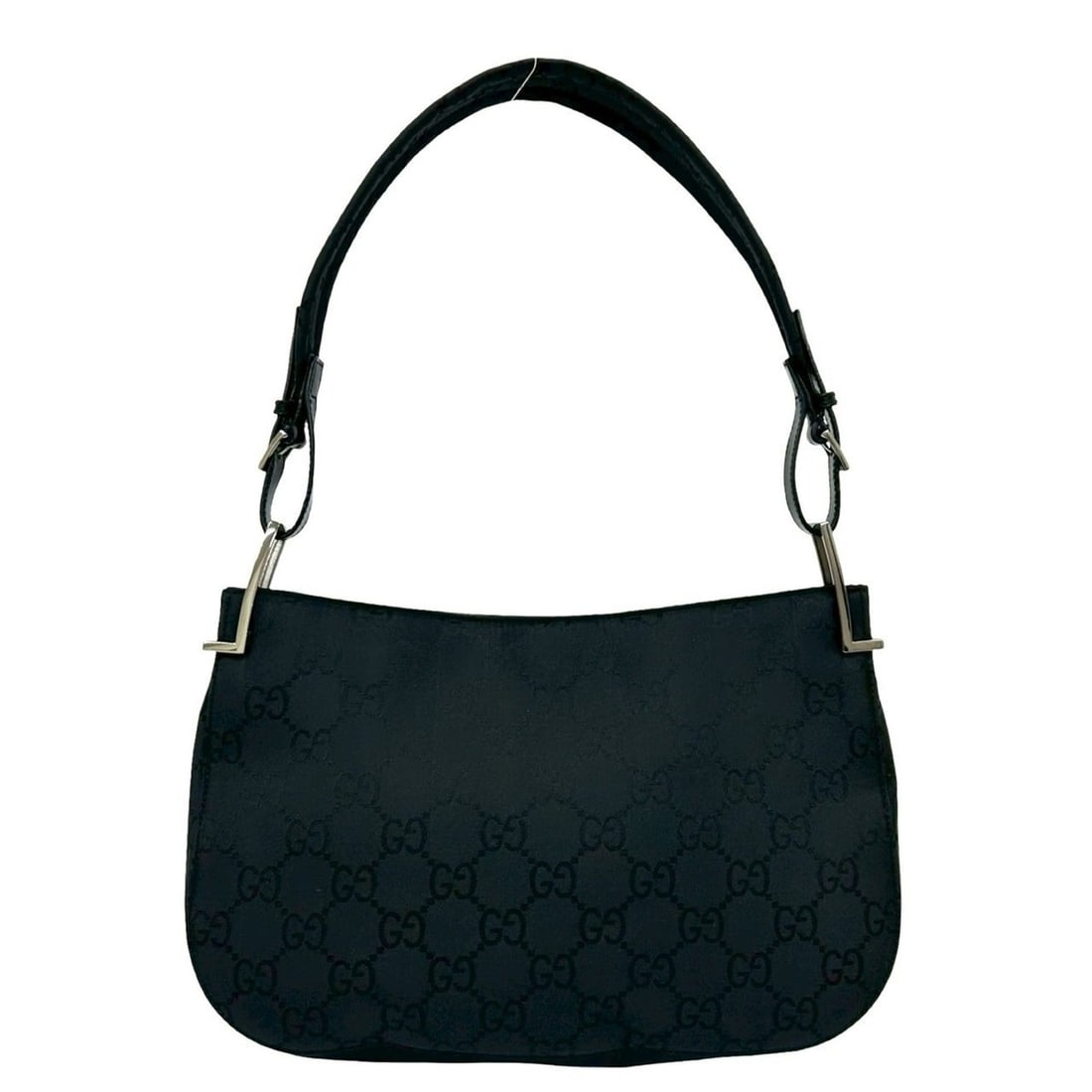 GUCCI GG All-Over Print Nylon and Leather Semi-Shoulder Tote Bag/Handbag in Black (08998) (1 of 13)