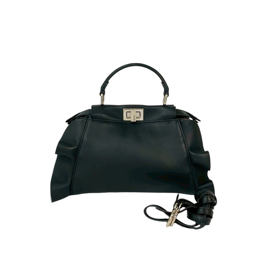 FENDI Peekaboo Mini Ruffle Leather 2-Way Shoulder Bag/Handbag Black 442-8 (1 of 17)