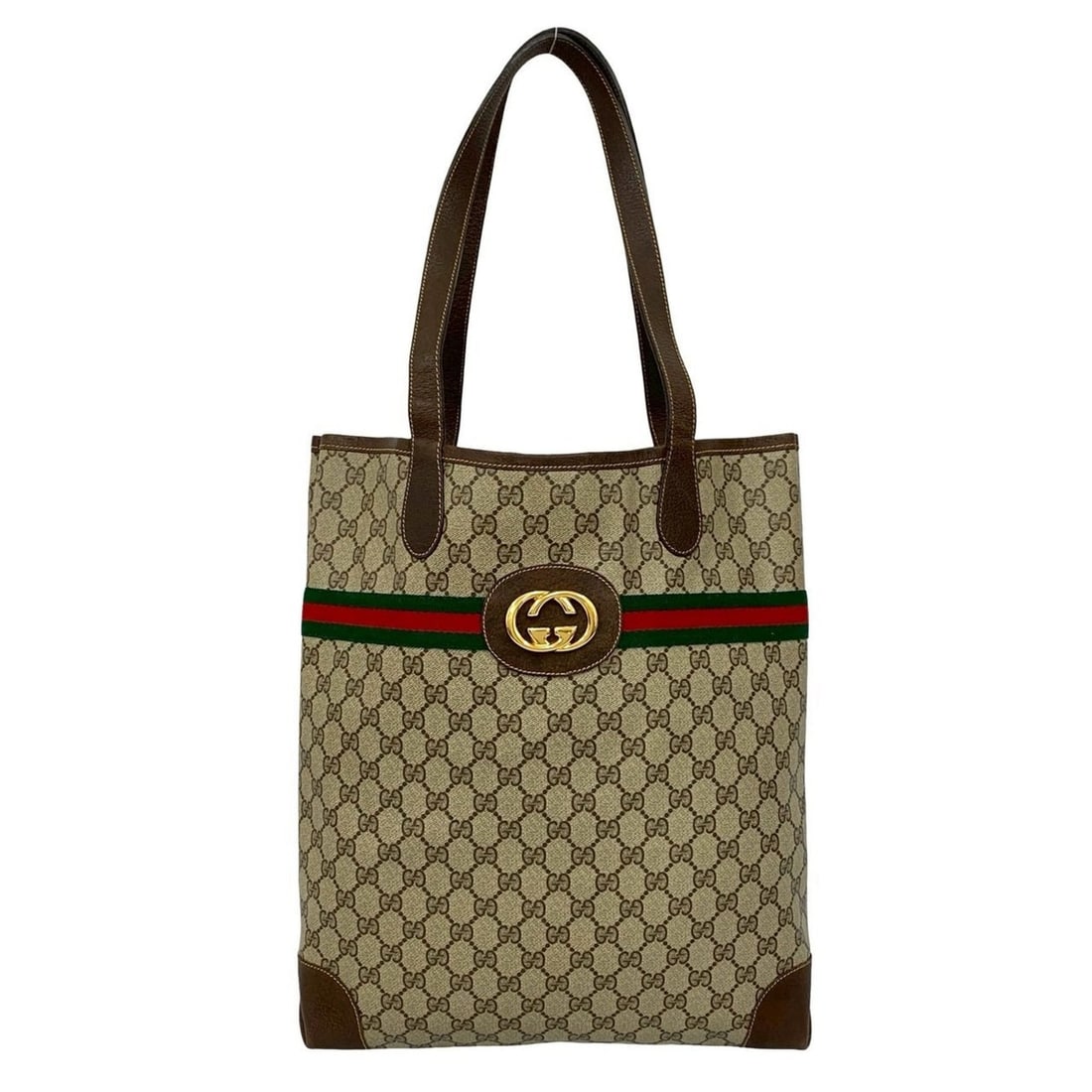 GUCCI Old Gucci Sherry Line GG Canvas and Leather Tote Bag, Brown, 88863 (1 of 16)