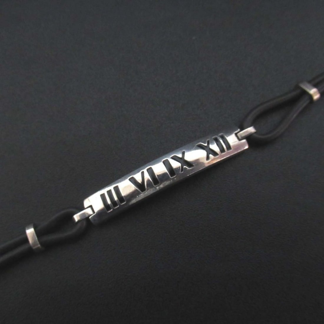 Tiffany & Co. Atlas Rubber Bracelet 925SV Silver x Black for Men and Women (1 of 14)