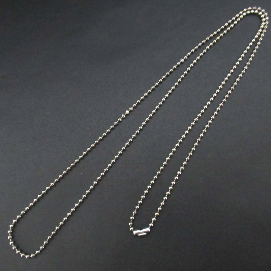 02A CHANEL Chanel Ball Chain Long Necklace Silver Color Women's (1 of 11)