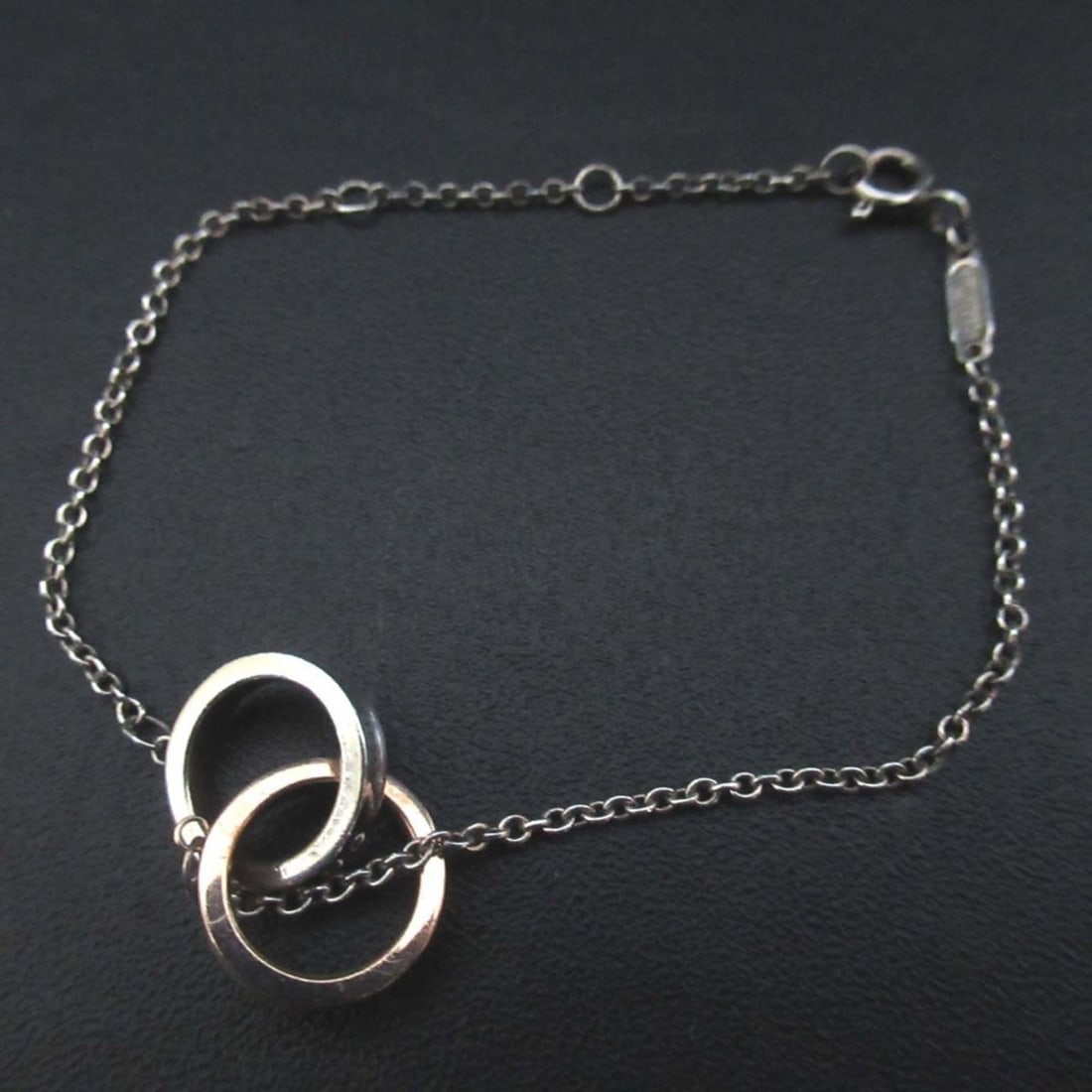 Tiffany & Co. 1837 Interlocking Circle Chain Bracelet in 925SV and Metal, Silver Pink Gold, Women's (1 of 10)