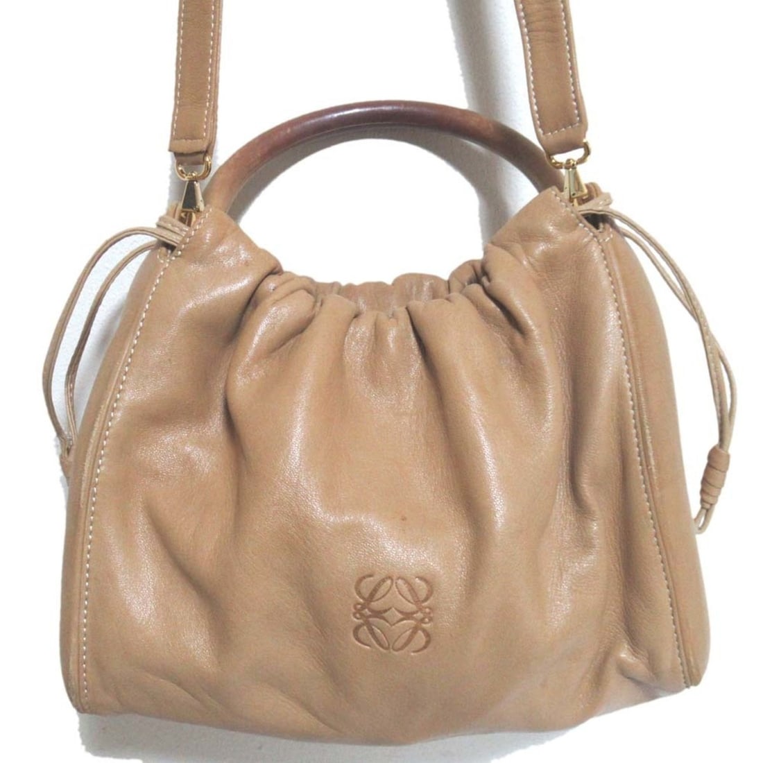 LOEWE Flamenco Anagram Nappa Leather 2-Way Shoulder Bag/Handbag, Beige, Women's (1 of 13)