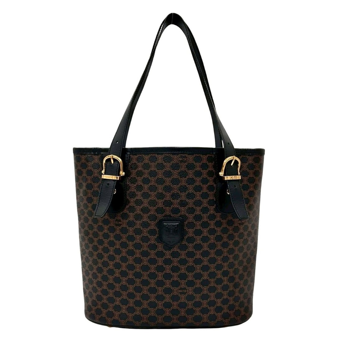 CELINE Macadam Triomphe Leather Tote Bag, Black/Brown, 18154 (1 of 11)