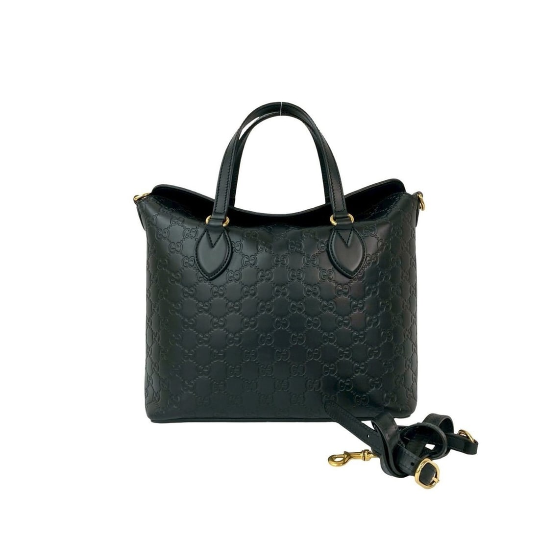 GUCCI Guccissima Embossed Leather 2-Way Shoulder Bag Tote Black i62-9 (1 of 13)