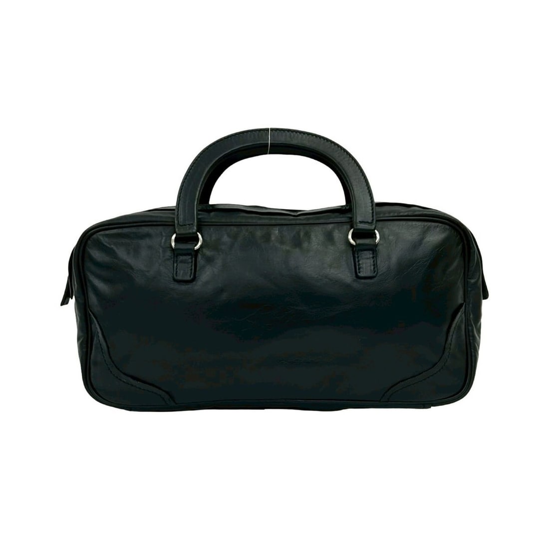 PRADA Embossed Leather Handbag, Mini Boston Bag, Tote Black 26719 (1 of 10)