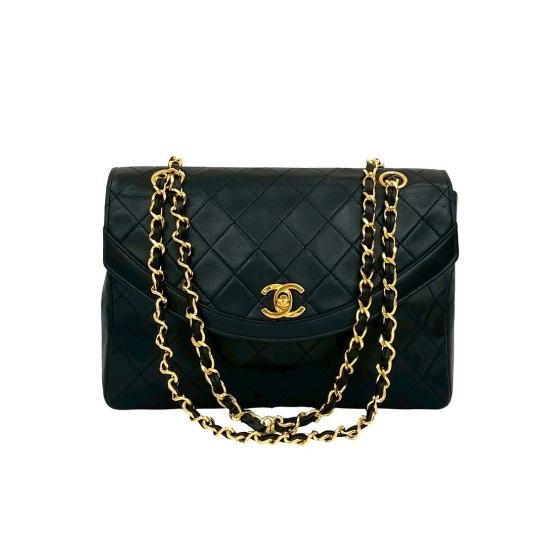 CHANEL Matelasse Coco Mark Lambskin Leather Chain Shoulder Bag, Black, 98586 (1 of 14)