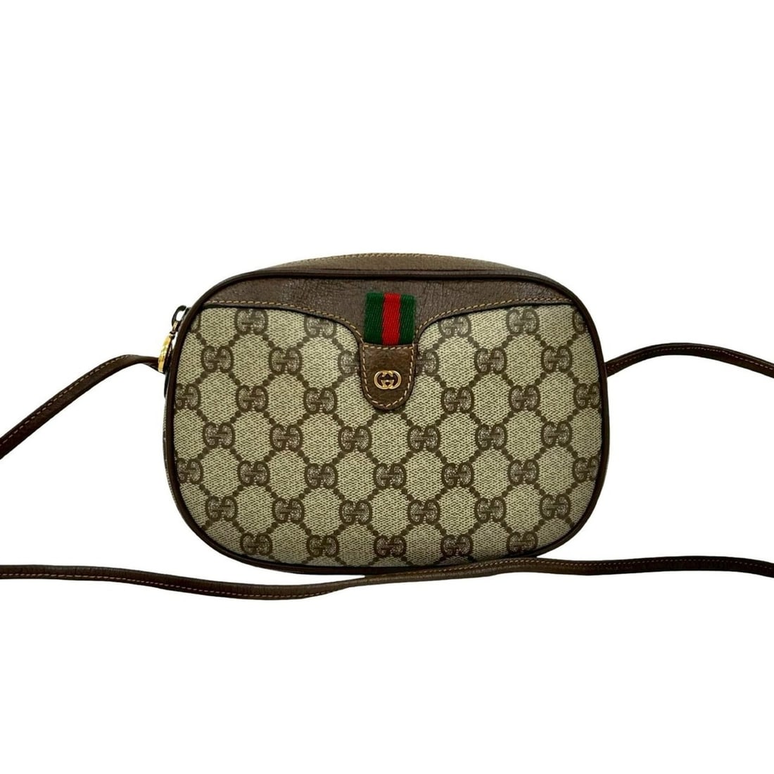 GUCCI Old Gucci Sherry Line GG Leather Mini Shoulder Bag Brown 33631 (1 of 9)
