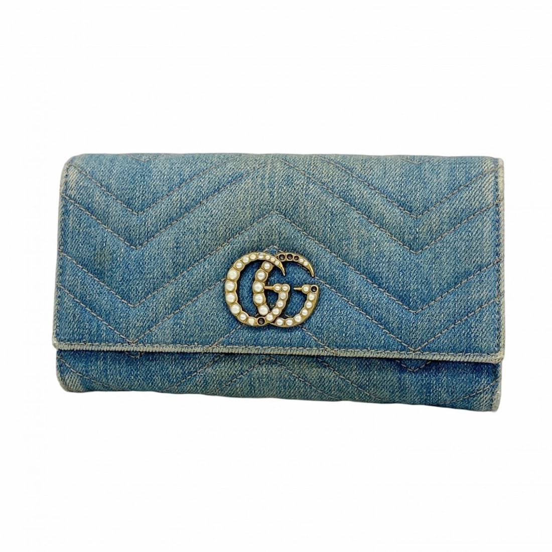 Gucci GG Marmont Long Wallet 443436 Denim Blue Women's: --- Catalog ---Category: SizeSize (HxWxD): 11.5cm x 19cm x 3cm / 4.52'' x 7.48'' x 1.18''Category: DesignType: Long wallet (bi-fold)Color: BlueGender: WomenMaterial: Denim Category: GeneralMPN: 443436