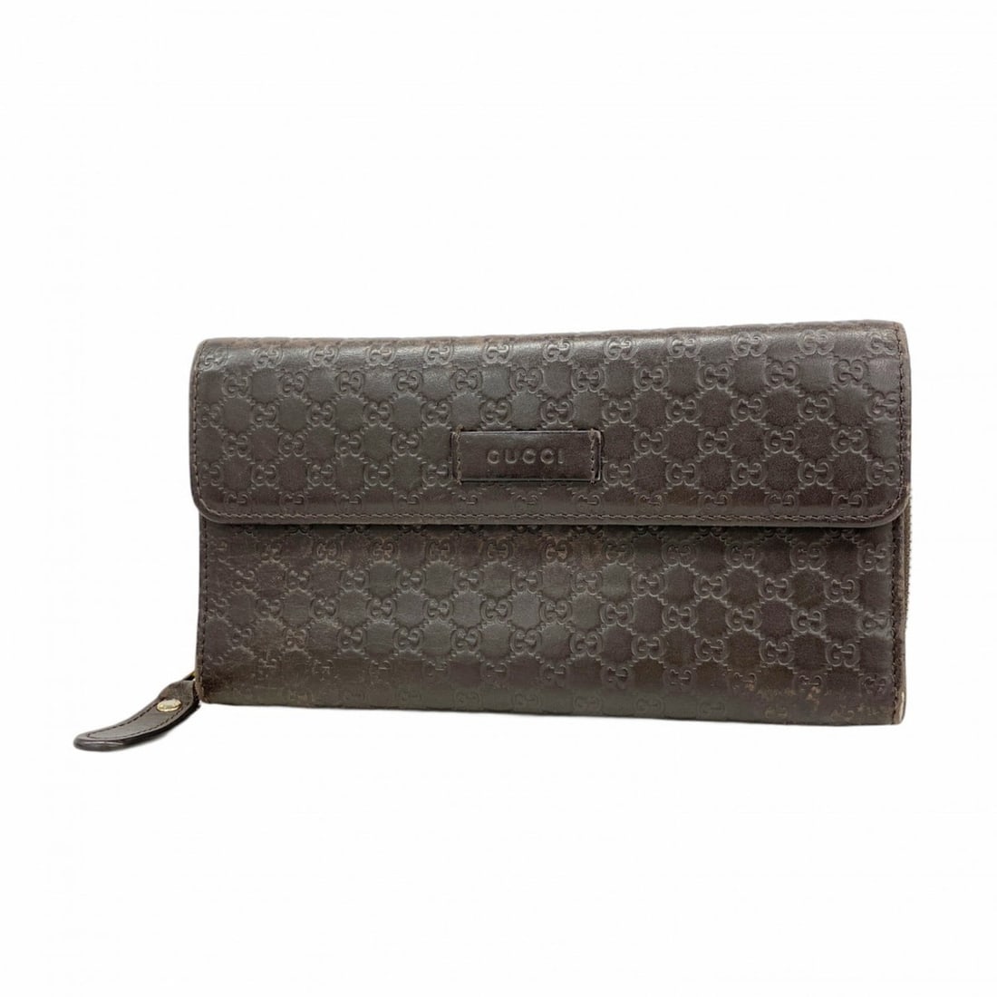 Gucci Micro Guccissima Long Wallet 449364 Leather Dark Brown Women's (1 of 11)