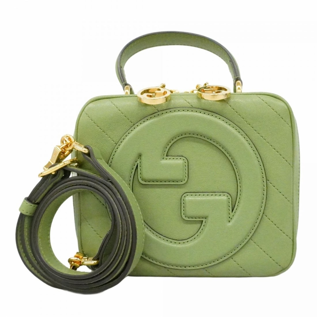 Gucci Blondie handbag 744434, green leather, 2-way bag for women (1 of 13)