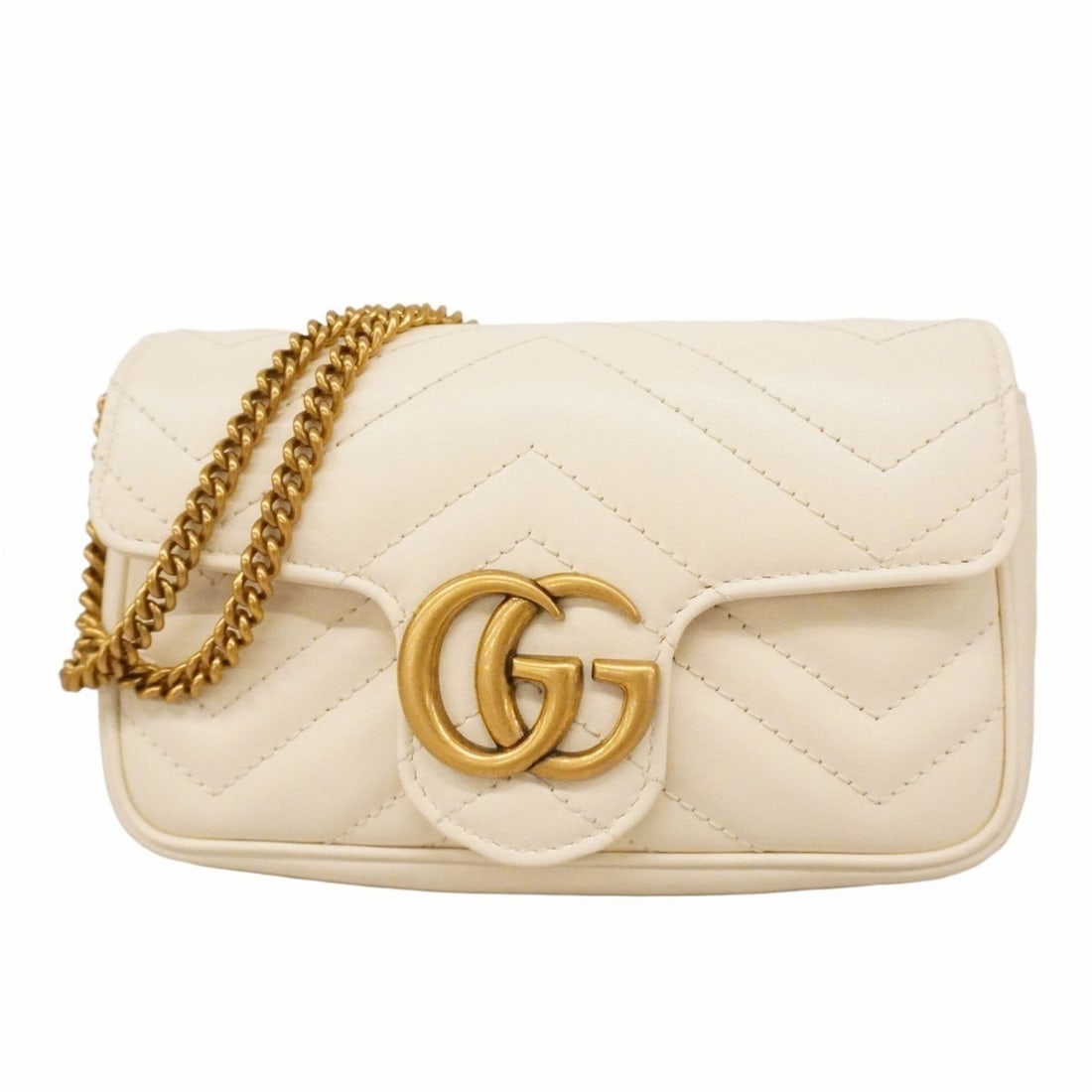 Gucci GG Marmont Shoulder Bag 476433 Leather Ivory Women's (1 of 13)