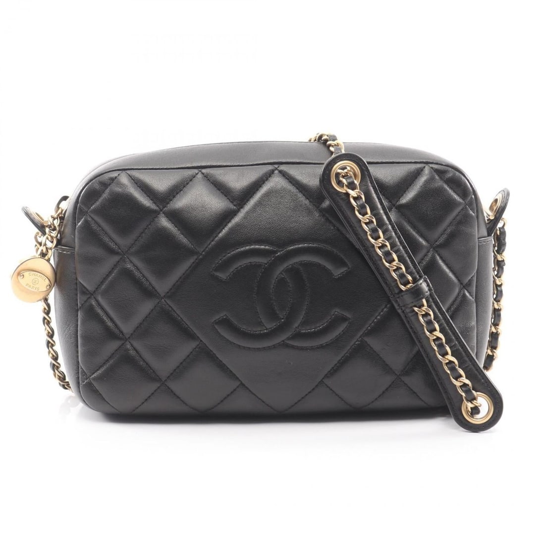 CHANEL Matelasse Large Coco Mark Shoulder Bag/Handbag in Lambskin Leather, Black: --- Catalog ---Category: SizeSize (HxWxD): 13.5cm x 21cm x 5.5cm / 5.31'' x 8.26'' x 2.16''Category: DesignType: Handbag, Shoulder bagColor: BlackGender: WomenMaterial: Leather Leather/Fur Type: Lambs