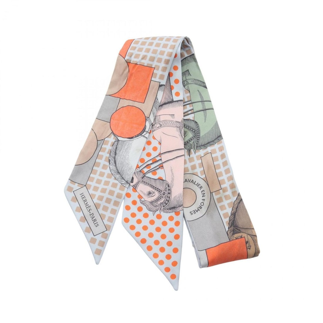 Hermes Hermès Twilly CAVALIER EN FORMES Scarf, Silk, Women's, Blue, Orange, Multicolor: --- Catalog ---Category: SizeSize (LxW): 85cm x 5cm / 33.46'' x 1.96''Category: DesignType: ScarfColor: Blue, Multi-color, OrangeGender: WomenMaterial: Silk Category: GeneralBrand: Hermes--- Item List