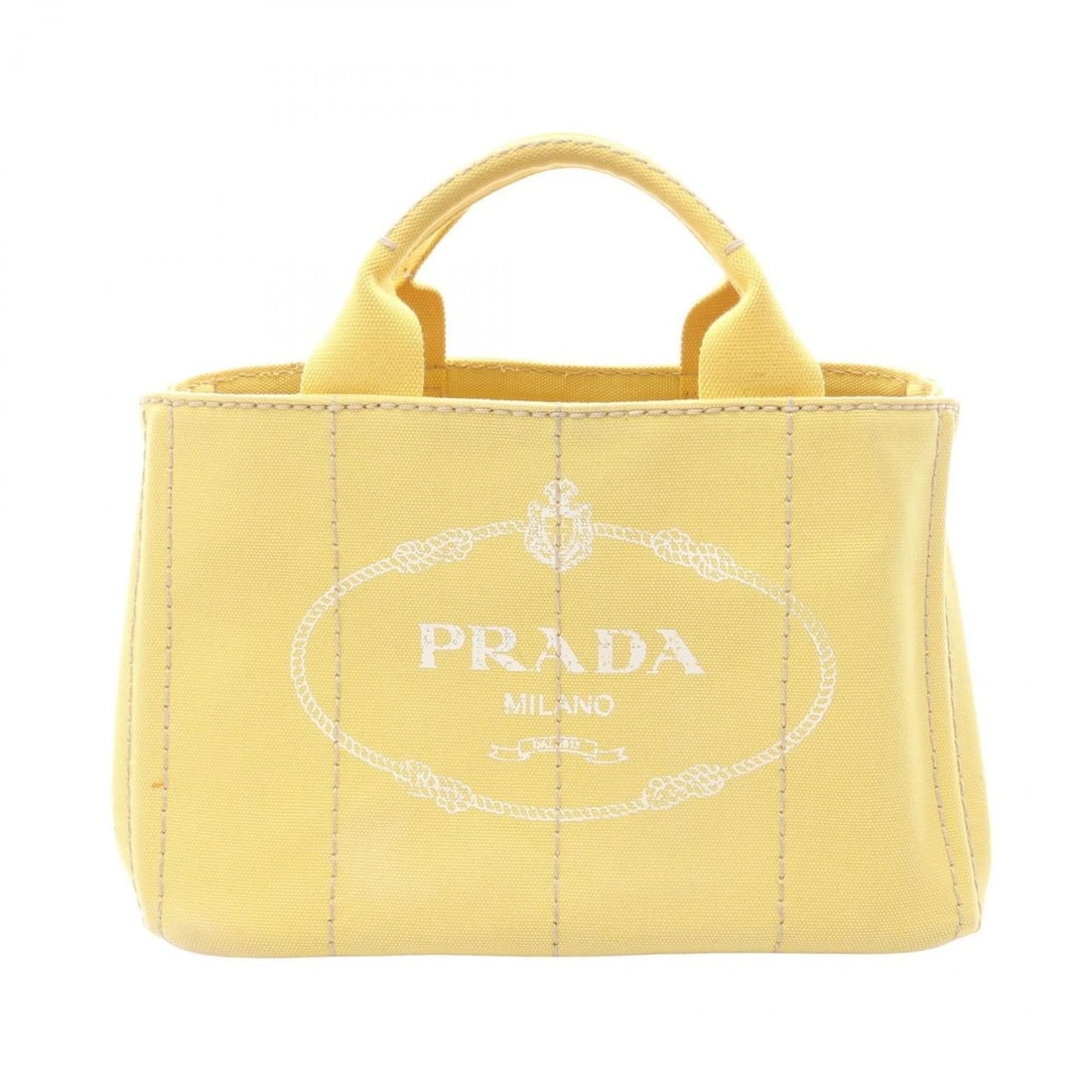 Prada Canapa Mini Tote Bag, Canvas Handbag, Women's, Yellow, BN2439: --- Catalog ---Category: SizeSize (HxWxD): 19cm x 28cm x 15cm / 7.48'' x 11.02'' x 5.9''Category: DesignType: Handbag, Tote bagColor: YellowGender: WomenMaterial: Canvas Category: GeneralMPN: BN2439Br