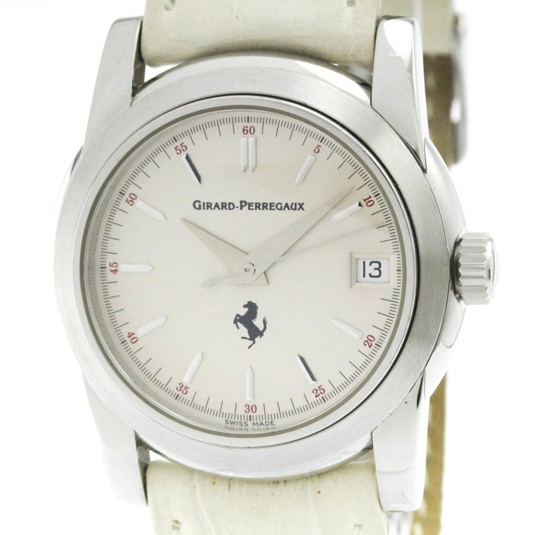 GIRARD PERREGAUX Ferrari Stainless Steel Automatic Mens Watch 8025 Polished (1 of 15)