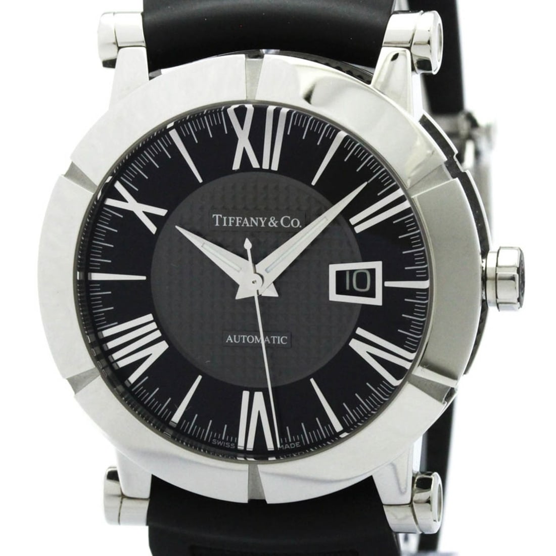TIFFANY Atlas Gent Steel Automatic Watch Z1000.70.12A10A91A Polished: --- Catalog ---Category: SizeCase Diameter: 42mm / 1.65''Category: DesignType: WristwatchStyle: SportGender: MenColor (Dial): BlackMaterial (Band): RubberMaterial (Case): Rubber, Stainless steelCatego