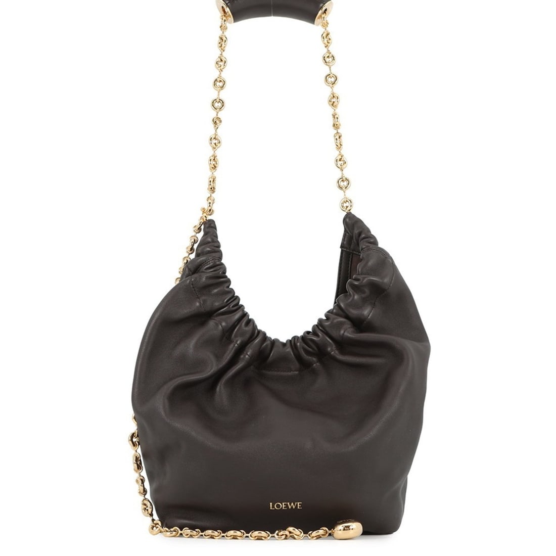 LOEWE Squeeze Small Leather Shoulder Bag A914NCHX01 2-Way Brown Handbag: --- Catalog ---Category: SizeSize (HxWxD): 24cm x 20.5cm x 11cm / 9.44'' x 8.07'' x 4.33''Category: DesignType: Handbag, Shoulder bagColor: Brown, ChocolateGender: WomenMaterial: Leather Category: Gen