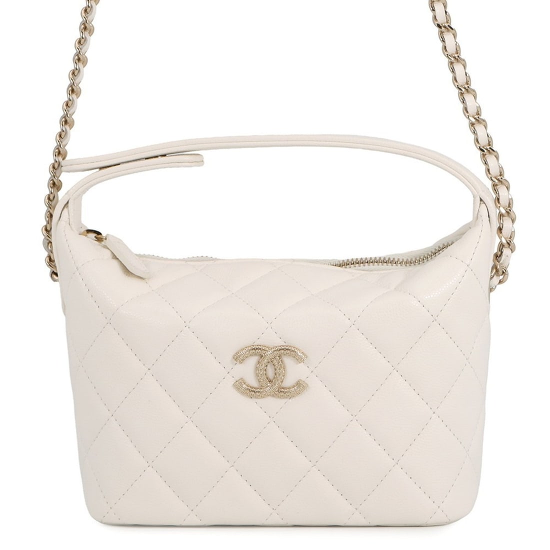 Chanel handbag with Coco Mark, Matelasse caviar skin, AP4747. This white 2-way chain shoulder bag is (1 of 17)
