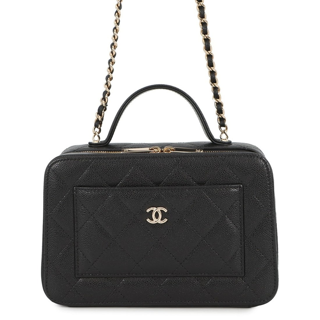 Chanel Chain Shoulder Bag, Coco Mark, Matelasse Vanity, Caviar Skin, AP4778, Black, Handbag, (1 of 18)