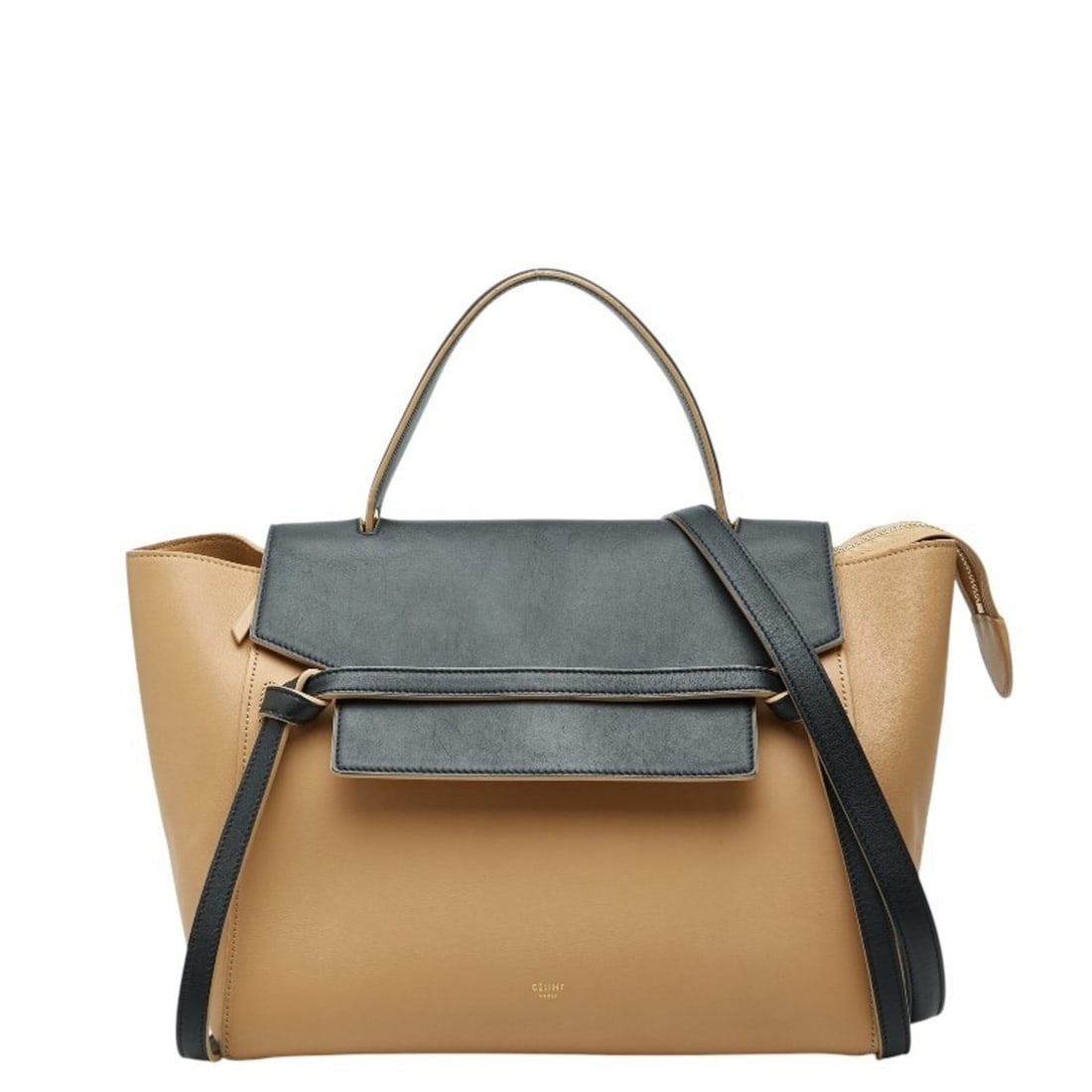 Celine belt bag, handbag, shoulder 2-way, beige, black leather, women's, CELINE (1 of 16)