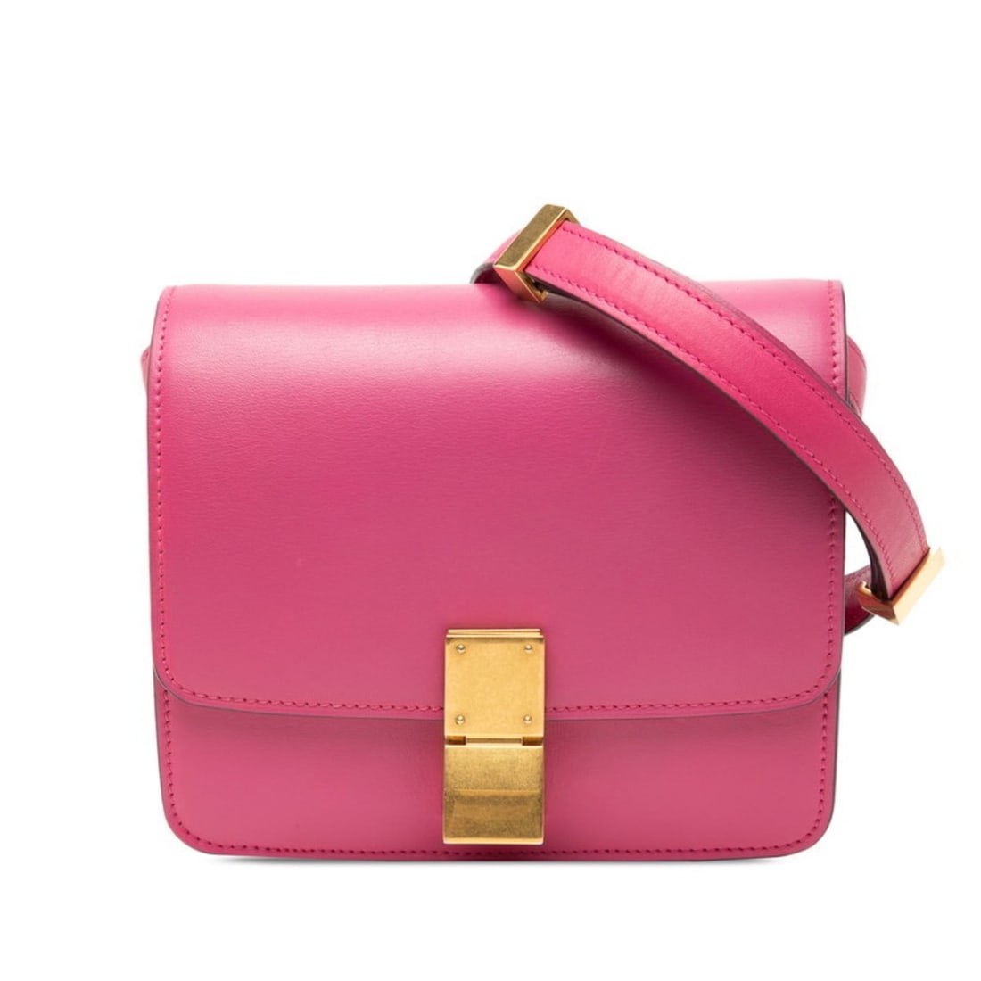 Celine Classic Box Small Shoulder Bag in Pink Leather for Women: --- Catalog ---Category: SizeSize (HxWxD): 14cm x 16.5cm x 4cm / 5.51'' x 6.49'' x 1.57''Category: DesignType: Shoulder bagColor: PinkGender: WomenMaterial: Leather Category: GeneralBrand: Celine--- I