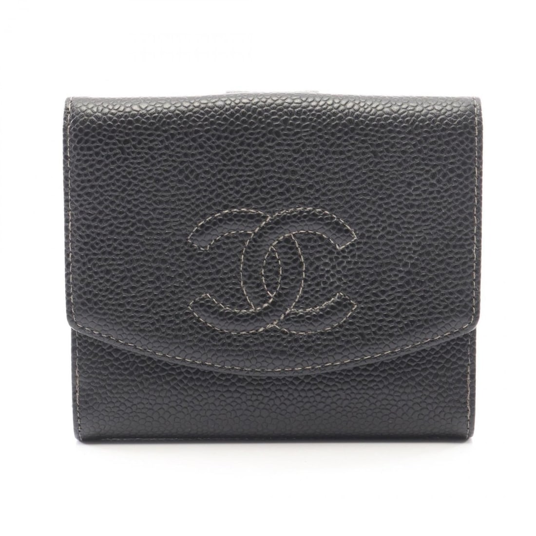 CHANEL Coco Mark Double-Hook Wallet in Grained Calfskin Leather, Women's, Black (1 of 17)