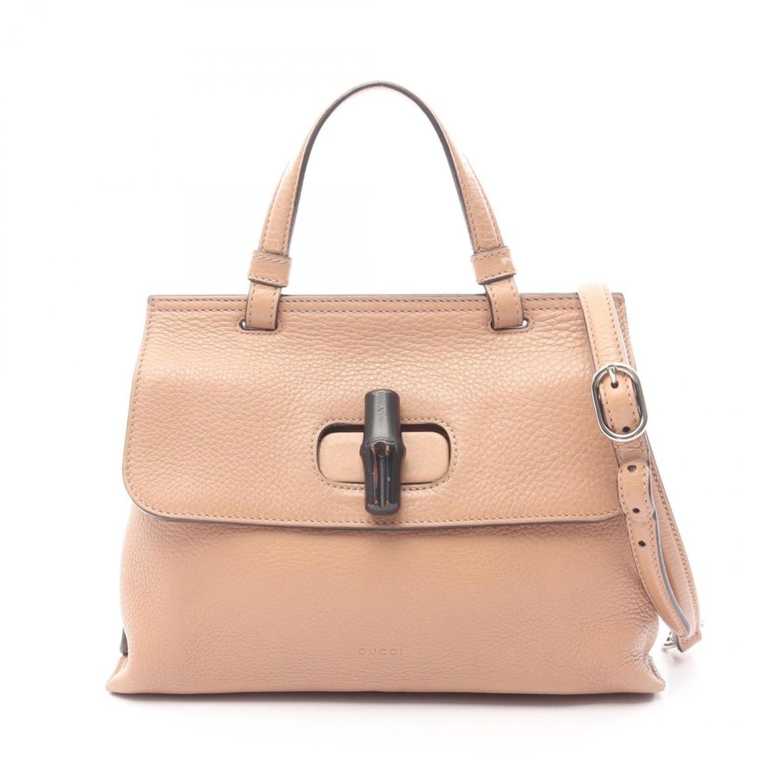 Gucci Daily Bamboo Handbag, Leather, Women's, Beige, 370831 (1 of 15)