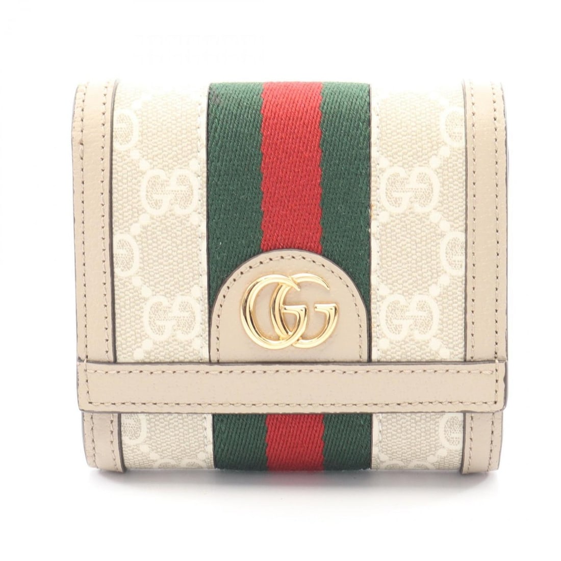 Gucci Ophidia GG Wallet, Sherry Line, Bifold Leather and Coated Canvas, Women's, Beige, Multicolor, (1 of 14)