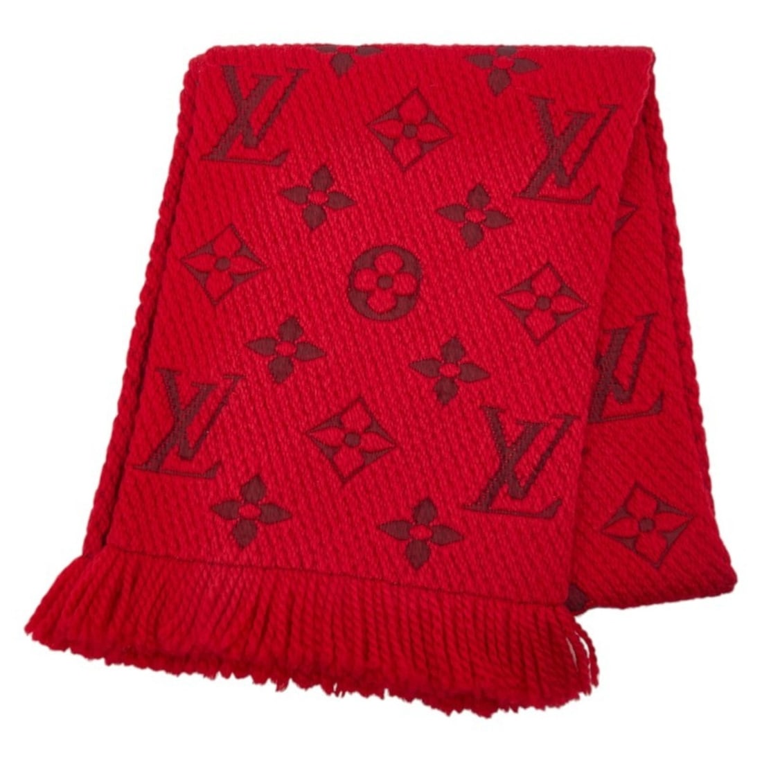 Louis Vuitton Monogram Echarpe Logomania Scarf M72432 Red Wool and Silk Women's LOUIS VUITTON (1 of 14)