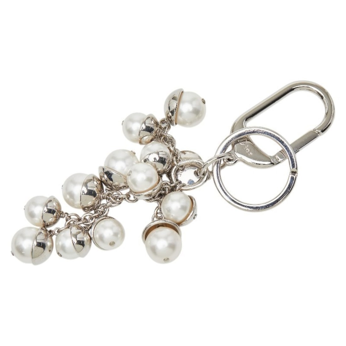 Christian Dior Dior Keychain Accessory Bag Charm Silver White Metal Faux Pearl Women's: --- Catalog ---Category: DesignType: KeyringColor: Silver, WhiteGender: WomenMaterial: MetalCategory: GeneralBrand: Christian Dior--- Item List ---Section: ConditionRanking: Rank AB Used - Traces of u
