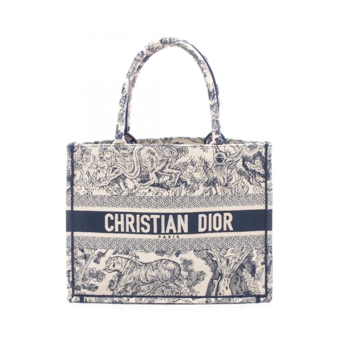 Christian Dior Dior BOOK TOTE Medium Tote Bag, Canvas Handbag, Women's, Navy and White (1 of 12)
