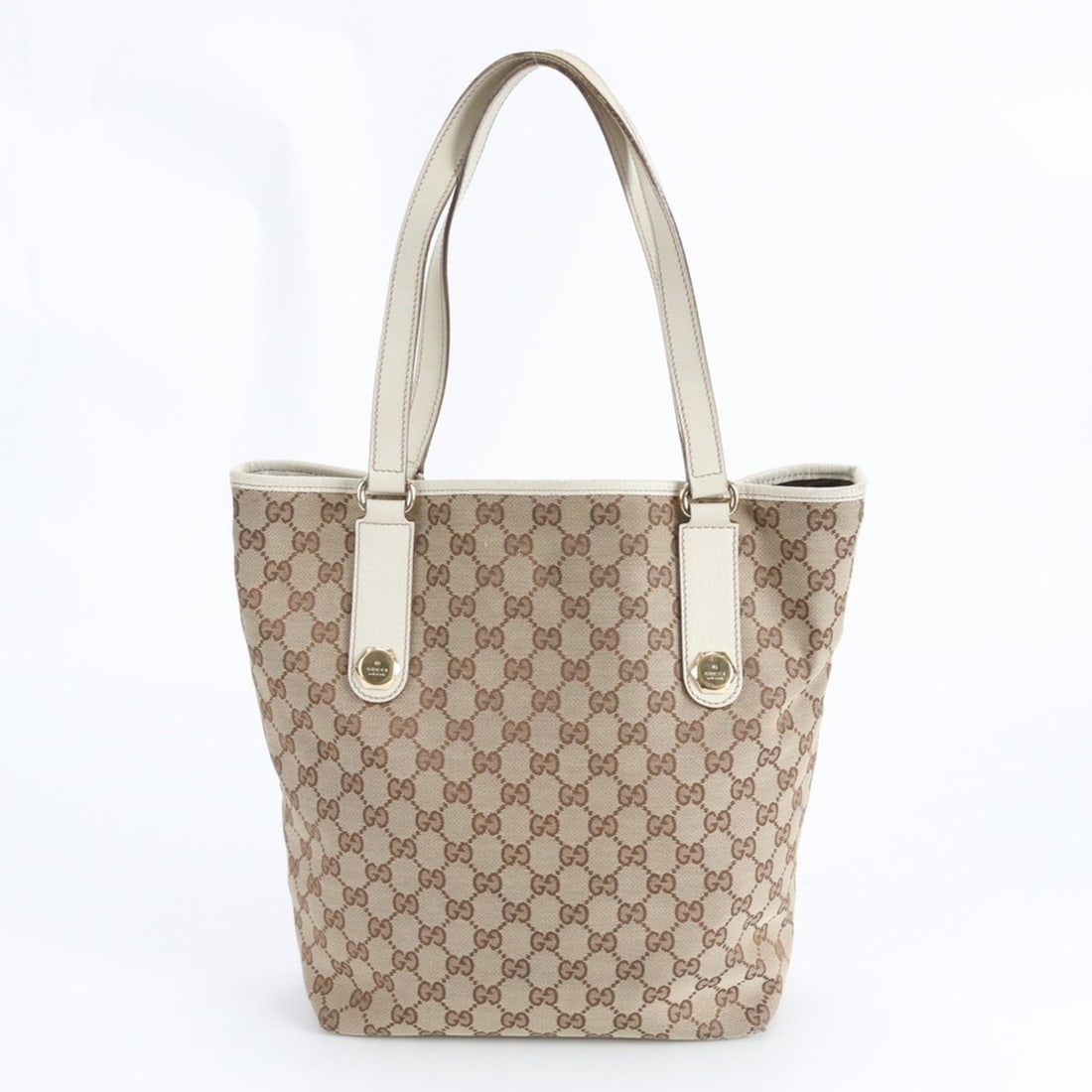 Gucci GG Canvas 153009 Leather Tote Bag Shoulder Handbag Brown Women's (1 of 15)