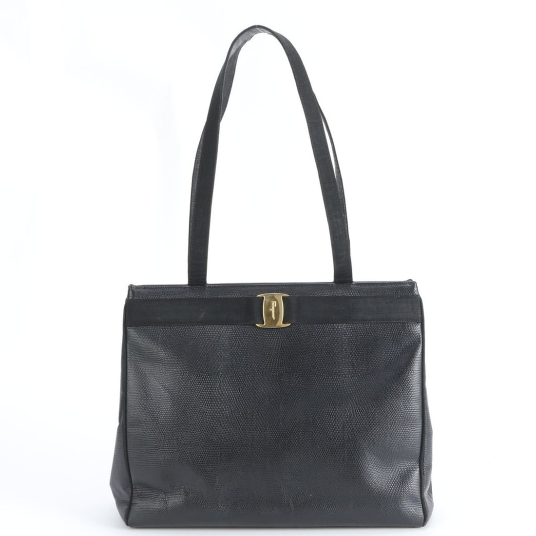 Salvatore Ferragamo Vara Leather Tote Bag, Black with Gold Hardware, Women's: --- Catalog ---Category: SizeSize (HxWxD): 30cm x 35cm x 12cm / 11.81'' x 13.77'' x 4.72''Category: DesignType: Handbag, Tote bagColor: BlackGender: WomenMaterial: Leather Category: GeneralBrand: Salv