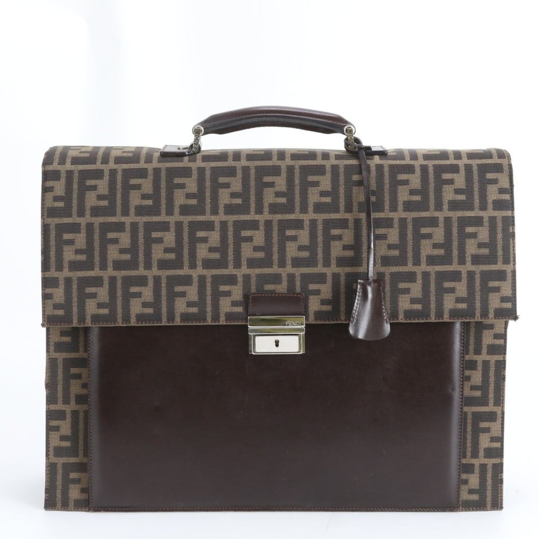 Fendi Zucca Leather Briefcase Tote Bag Brown Men's: --- Catalog ---Category: SizeSize (HxWxD): 34cm x 42cm x 9cm / 13.38'' x 16.53'' x 3.54''Category: DesignType: Briefcase, Tote bagColor: BrownGender: MenMaterial: Leather , Canvas Category: GeneralBra