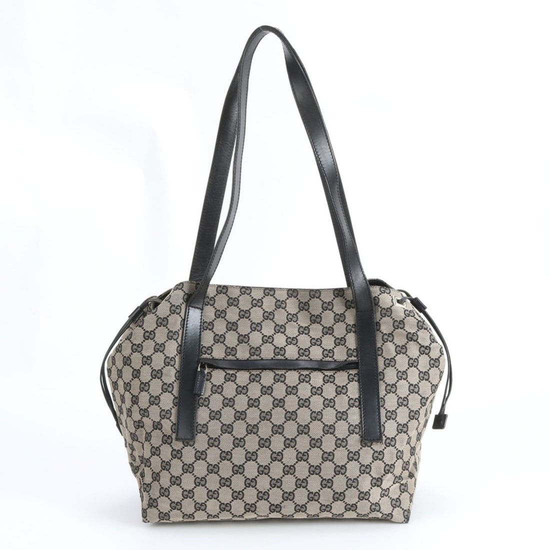 Gucci GG Canvas 019 0493 Leather Tote Bag Shoulder Handbag Black Women's (1 of 18)