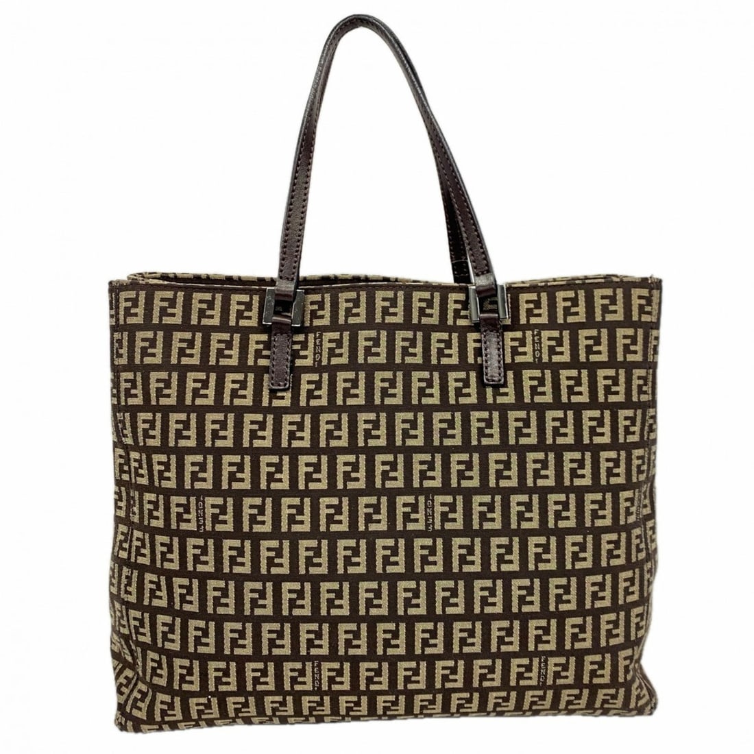 Fendi Zucchino Canvas Tote Bag, Brown, Women's (1 of 18)