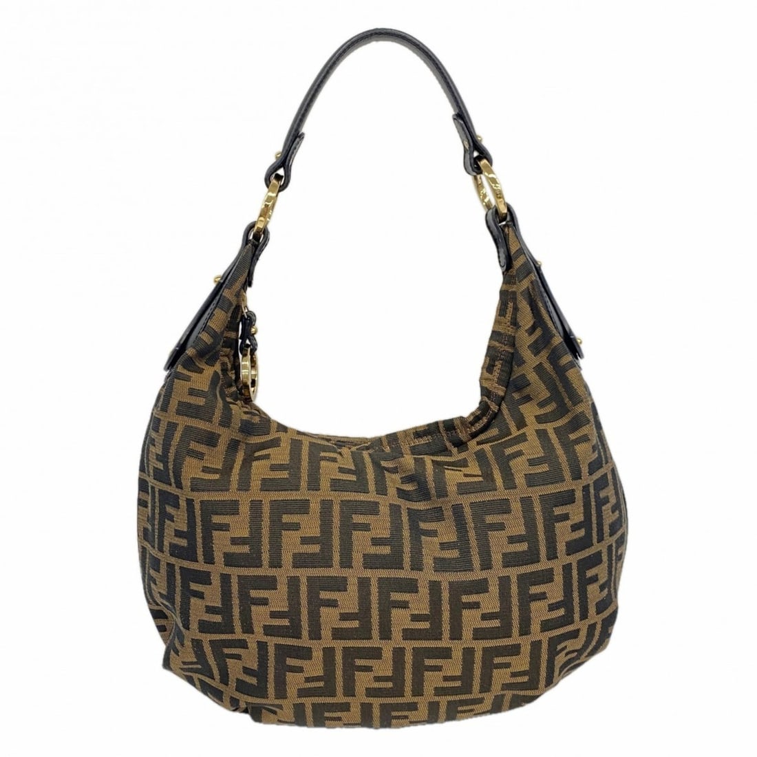 Fendi Shoulder Bag Zucca Nylon Canvas Brown Black Women's (1 of 17)