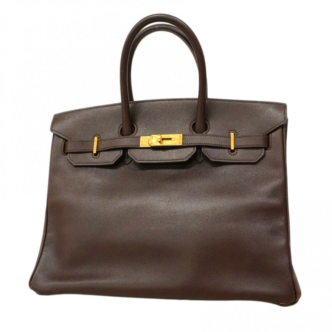 Hermes Hermès Birkin 35 Couchvel Ebene Handbag with ?Z Stamp for Women: --- Catalog ---Category: SizeSize (HxWxD): 28.5cm x 35cm x 18.5cm / 11.22'' x 13.77'' x 7.28''Category: DesignType: HandbagColor: EbeneGender: WomenMaterial: Courchevel leather Hardware Color: GoldCat