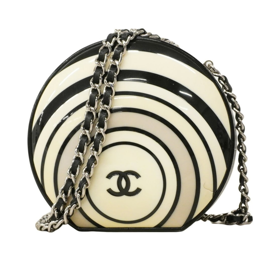 Chanel Shoulder Bag Chain Ivory Black Women's: --- Catalog ---Category: SizeSize (HxWxD): 10cm x 11cm x 5cm / 3.93'' x 4.33'' x 1.96''Category: DesignType: Shoulder bagColor: Black, IvoryGender: WomenCategory: GeneralBrand: Chanel--- Item List ---