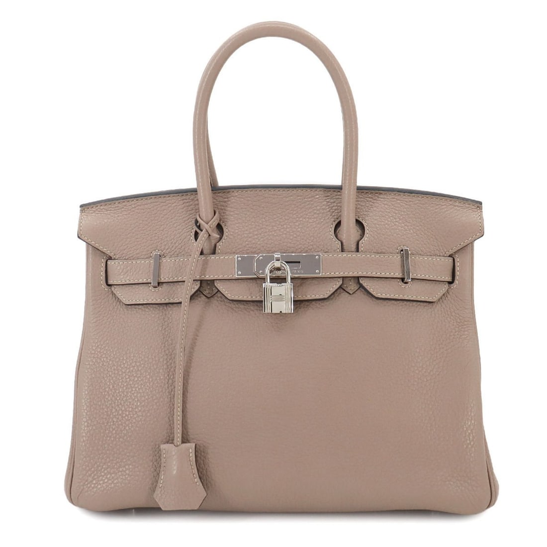 Hermes Birkin 30 Handbag Taurillon Clemence Tourtiere Grey O Stamp Silver Hardware (1 of 13)