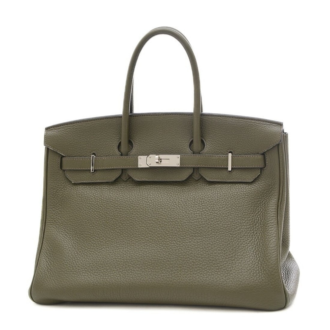 Hermes Birkin 35 handbag, Taurillon, olive green, M stamp: --- Catalog ---Category: SizeSize (HxWxD): 27cm x 35cm x 20cm / 10.62'' x 13.77'' x 7.87''Category: DesignType: HandbagColor: Olive greenGender: Men,WomenMaterial: Taurillon clemence leather Category: